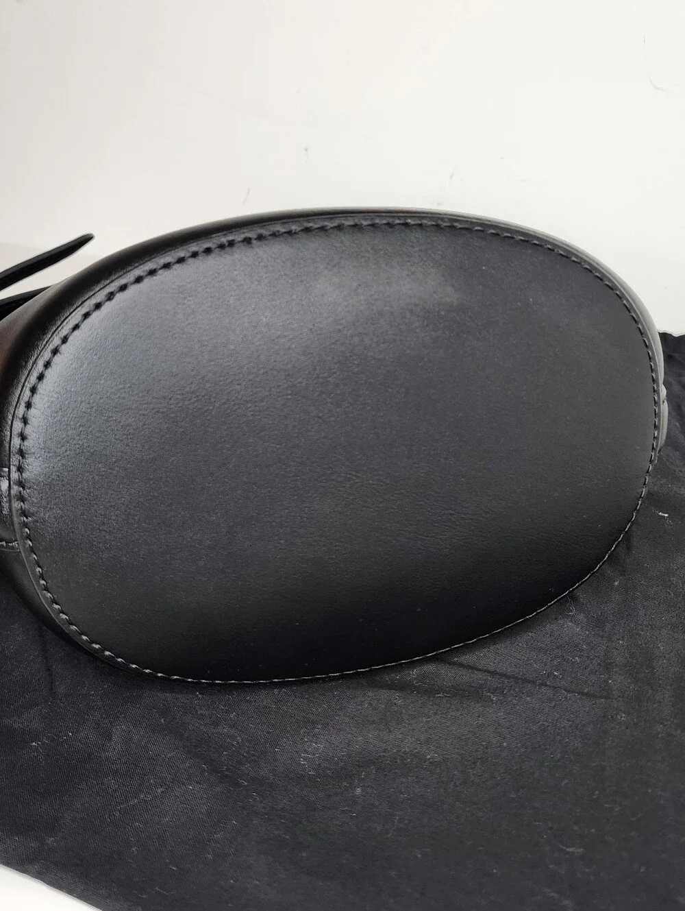 Ralph Lauren Black Leather Drawstring Crossbody Bucket Bag